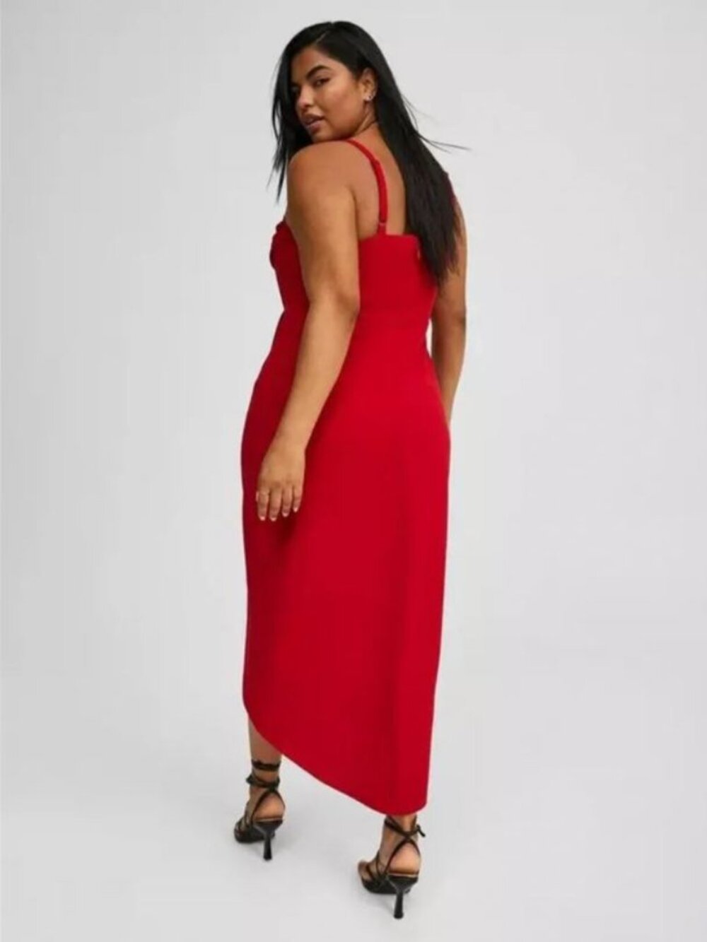 Torrid NWT Jester Red Corset Bustier Tulip Hem Cowl Neck Midi Dress Size 16 - Picture 10 of 12